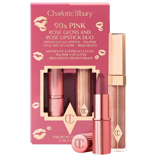 Charlotte Tilbury
K.I.S.S.I.N.G Lipstick and Lip Gloss Duos -Color: 90's Pink - warm rosewood pink