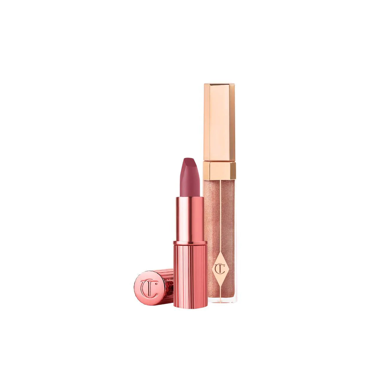 Charlotte Tilbury
K.I.S.S.I.N.G Lipstick and Lip Gloss Duos -Color: 90's Pink - warm rosewood pink