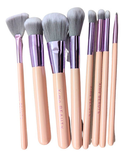 Set Brochas 8 Piezas Con Cosmetiquera Xime Beauty