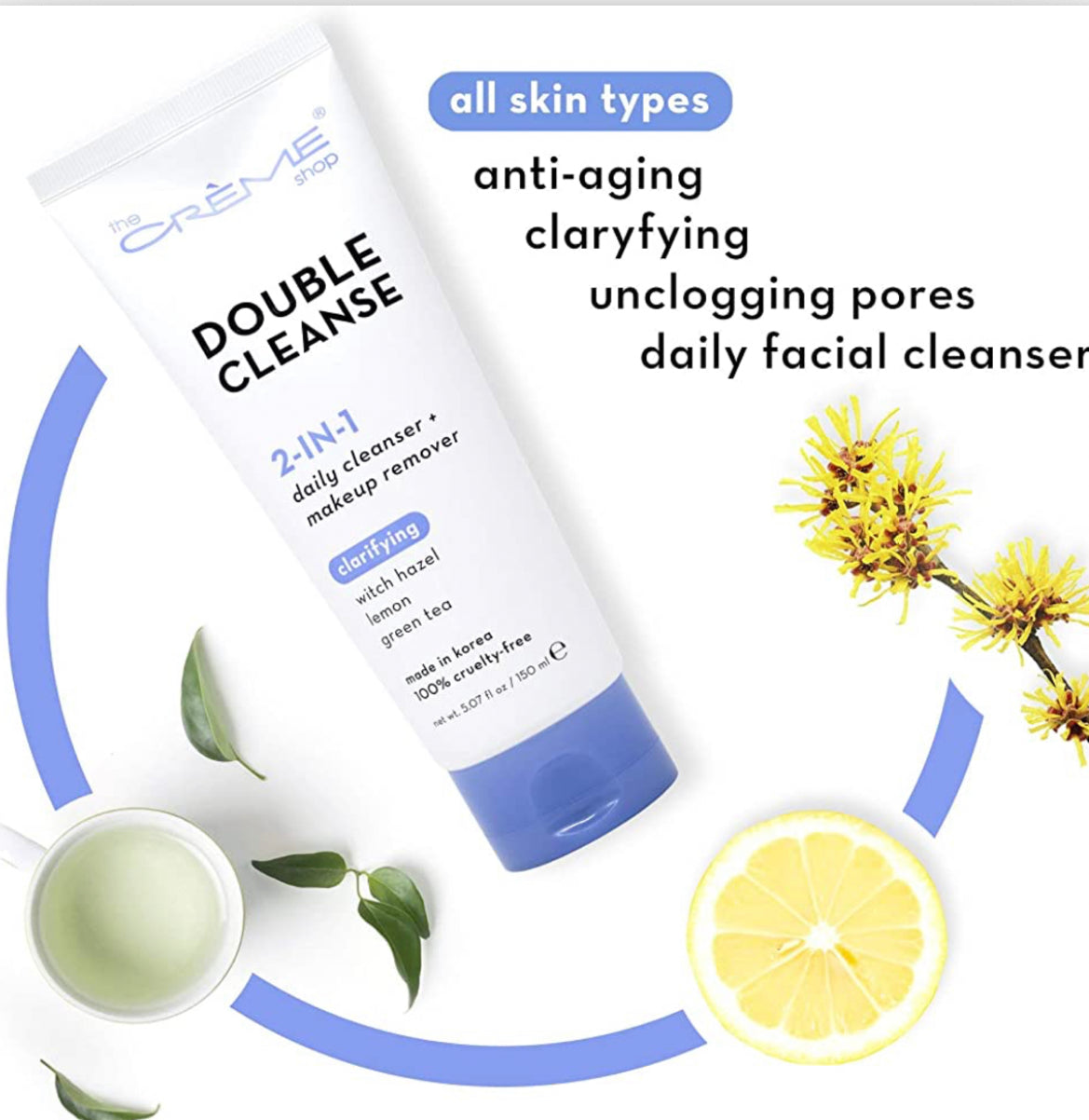 The Crème Shop - Double Cleanse 2-in-1 facial foam: Witch Hazel + Lemon + Green Tea