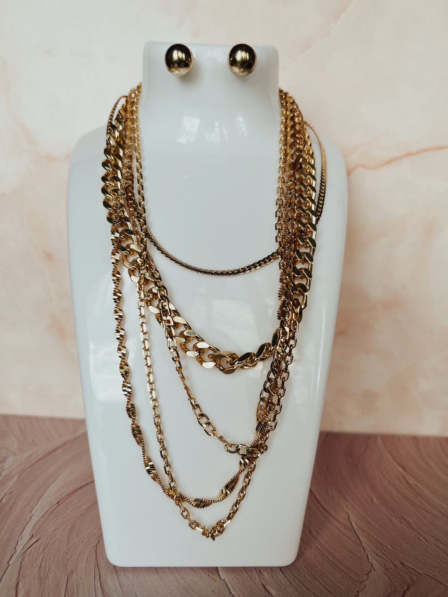 Gold 5 piece necklace