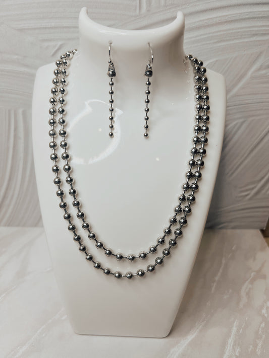 Double necklace plateado