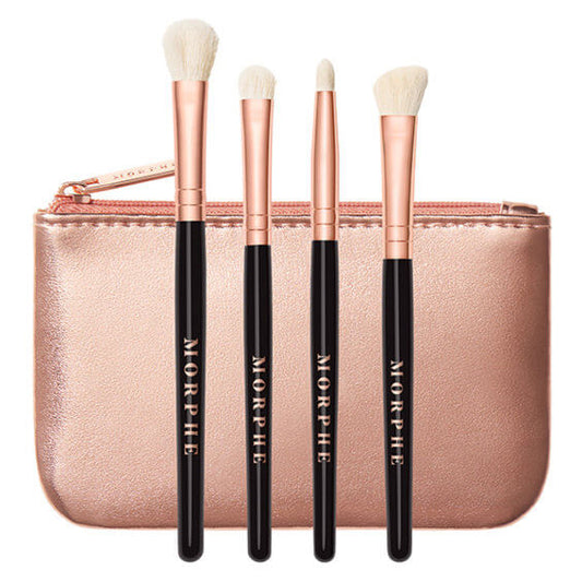 Morphe Rosé Play 4-Piece Mini Eye Brush Set + Bag