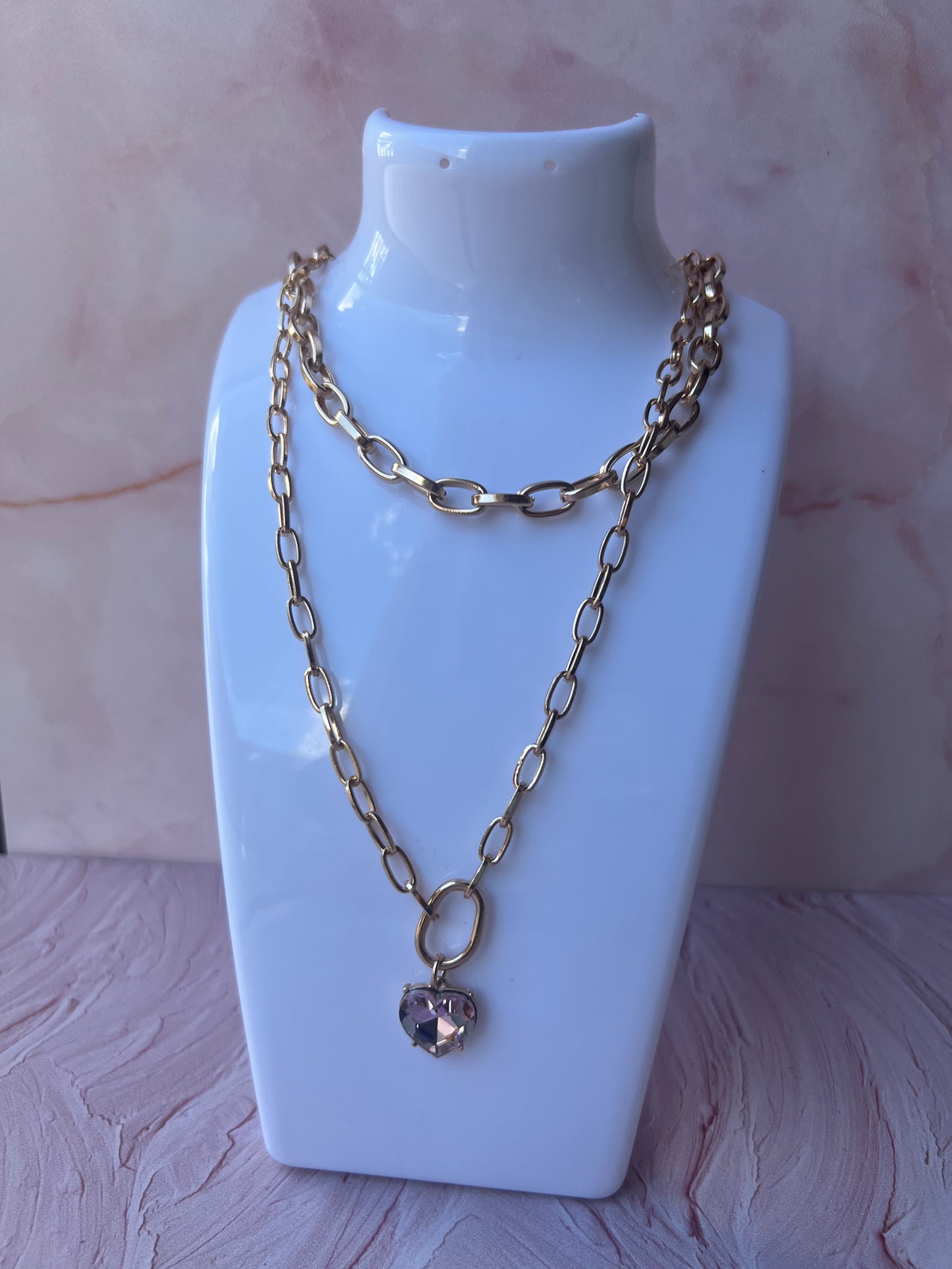 Heart chain necklace 2 en 1